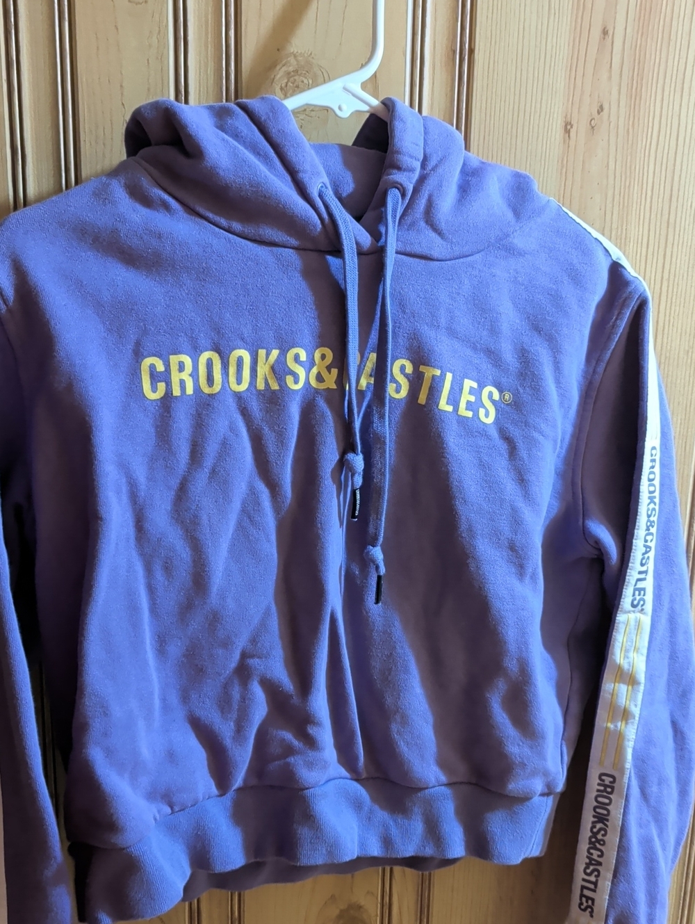 Crooks & Castles Purple Crewneck Hoodie with Yellow Logo